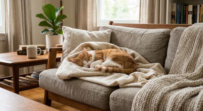 chat sur canapé